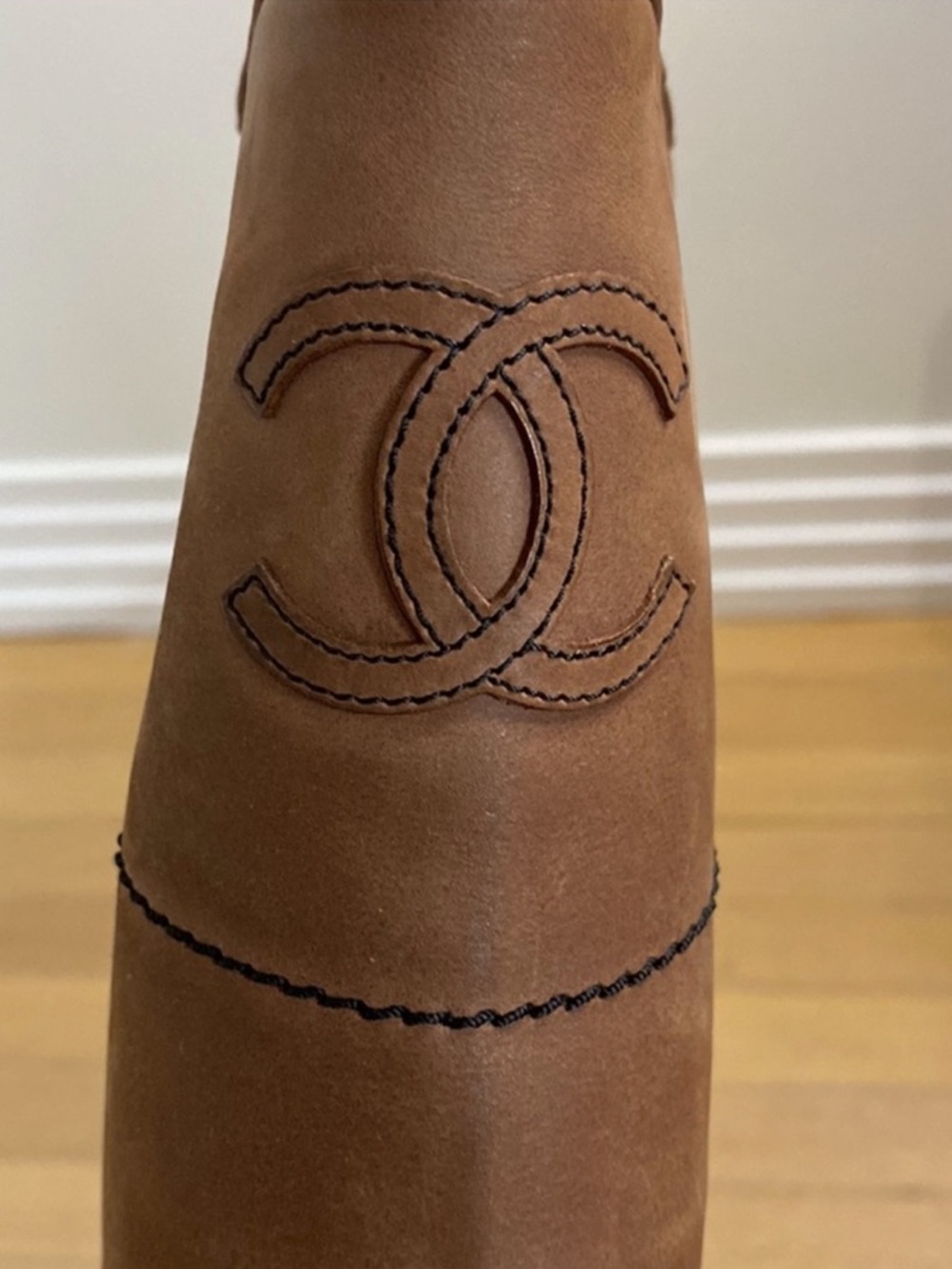 CHANEL Tan Leather Tall Boots size 40